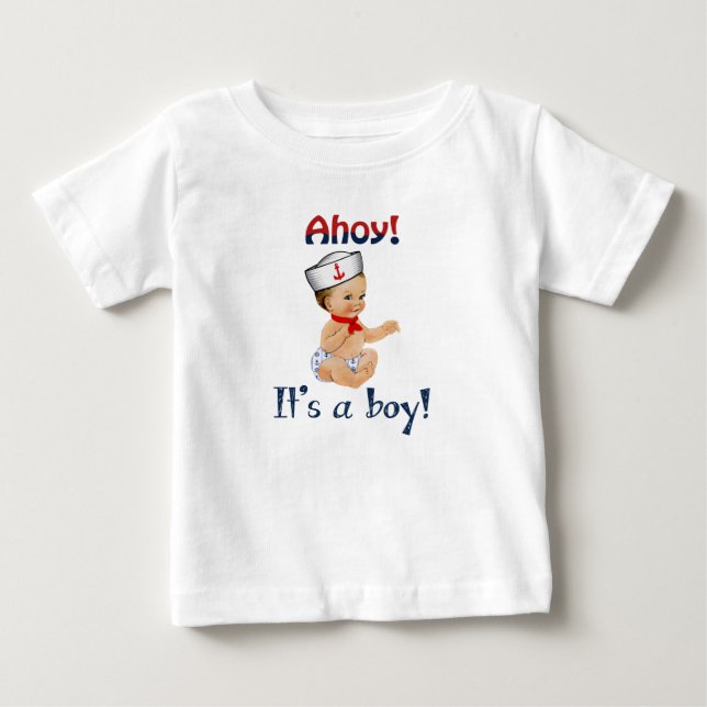 Pour Bébé T-shirt Ahoy C'est un Garçon (Devant)