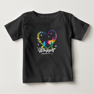 Pour Bébé T-shirt Amoureux des chiens Whippet Tie Dye Rainbo