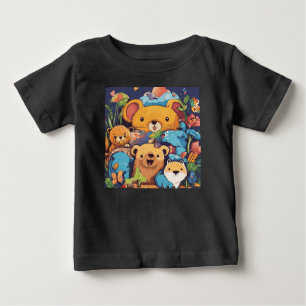 Pour Bébé T-shirt animal de dessin noir - ours, souris