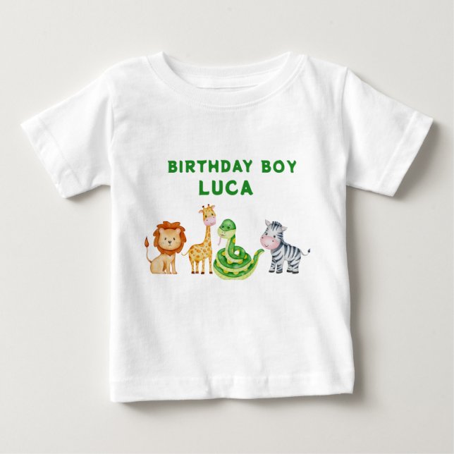 Pour Bébé T-Shirt Anniversaire Animal Safari (Devant)