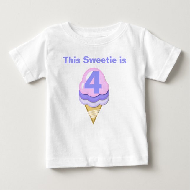 Pour Bébé T-shirt Anniversaire Personnalisable Ice Cream Con (Devant)