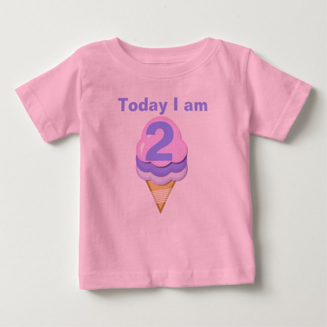 Pour Bébé T-shirt Anniversaire Personnalisable Ice Cream Con (Devant)