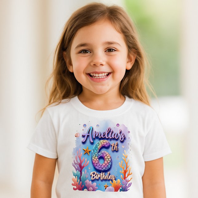 Pour Bébé T-Shirt Anniversaire Sirène – Nom & Âge Personnali (Créateur téléchargé)