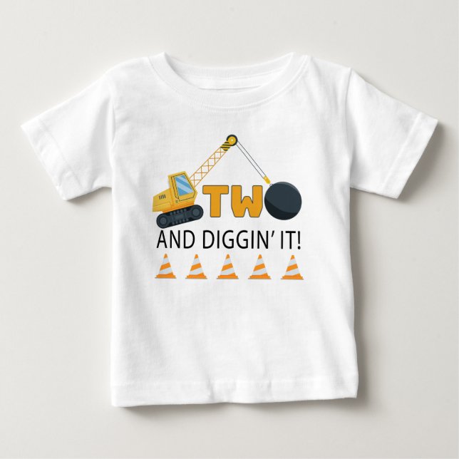 Pour Bébé T-Shirt anniversaire Two and Diggin’ It Constructi (Devant)