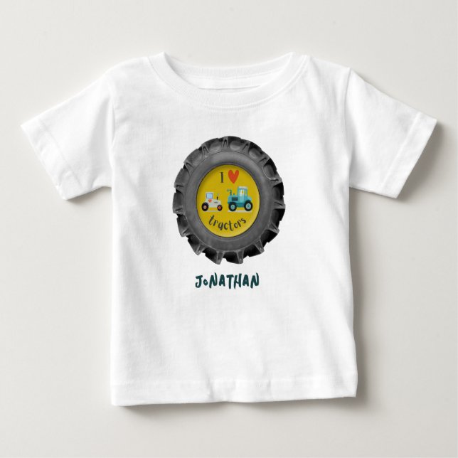 Pour Bébé T-shirt avec pneu de tracteur mignon j'aime les tr (Devant)
