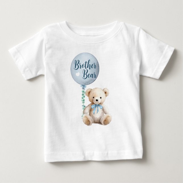 Pour Bébé T-shirt Baby shower d'ours de frère bleu (Devant)