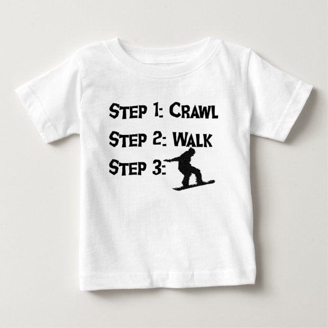 Pour Bébé T-shirt Baby Steps Snowboard (Devant)