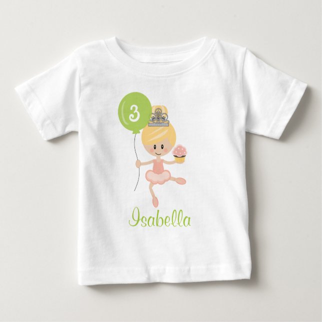 Pour Bébé T-shirt Ballerina Birthday Toddler Blonde (Devant)