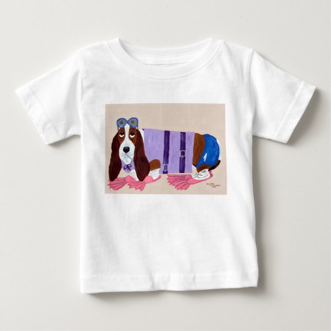 Pour Bébé T-shirt Basset Hound en Palmes (Devant)