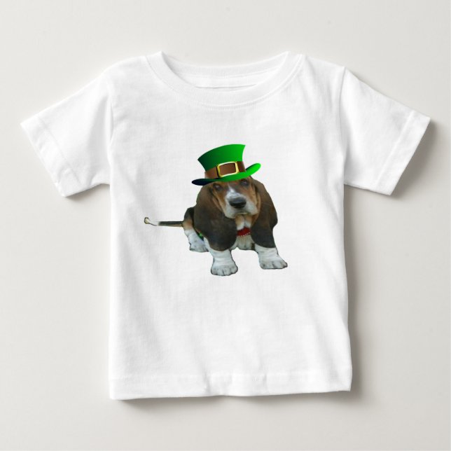 Pour Bébé T-Shirt Basset Hound Happy St. Patrick's (Devant)