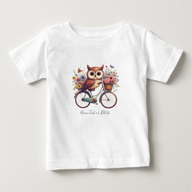 Pour Bébé T-Shirt Bicyclette Hibou Bicyclette (Devant)