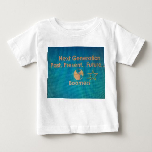 Pour Bébé T-shirt blanc Toddler Ruffler avec logo bleu Turqu (Devant)