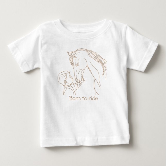 Pour Bébé T-shirt "Born to Ride" Baby Horse | Tee équestre (Devant)
