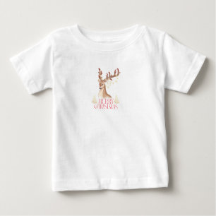 Pour Bébé T-shirt Brown et blanc simple Joyeux Noël