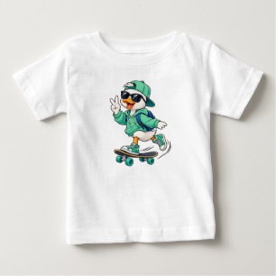 Pour Bébé T-Shirt Canard Skateur, Canard Cool sur Skateboard