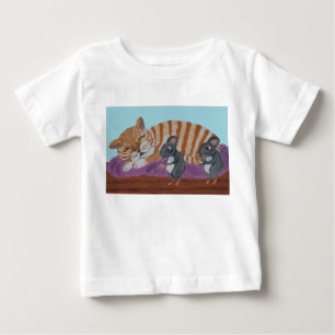 Pour Bébé T-Shirt Chat Endormi avec des Souris Sournoises