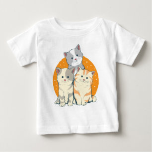 Pour Bébé T-shirt chat mignon Kitty Orange Gris Chat de dess