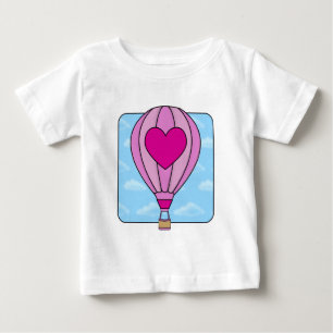 Pour Bébé T-shirt chaud de ballon à air de coeur rose