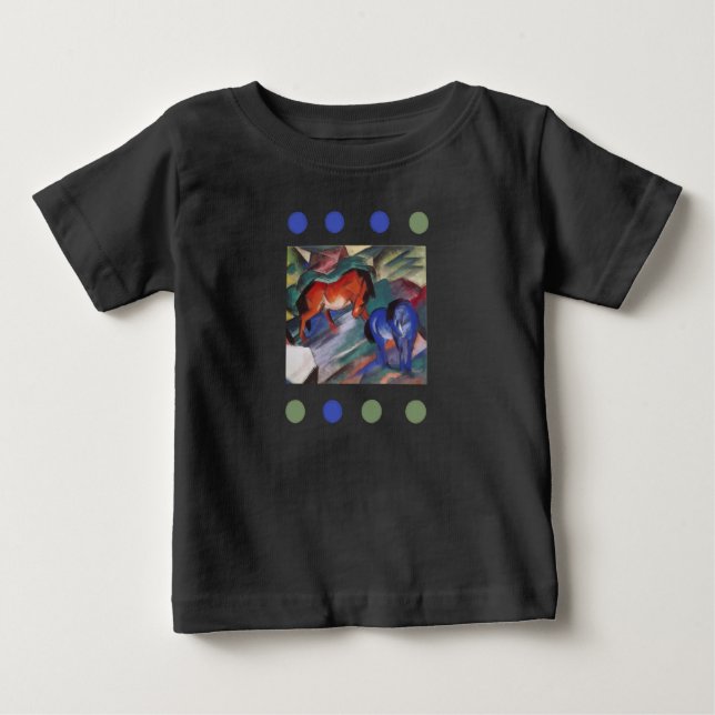 Pour Bébé T-shirt Cheval Rouge et Bleu (Devant)