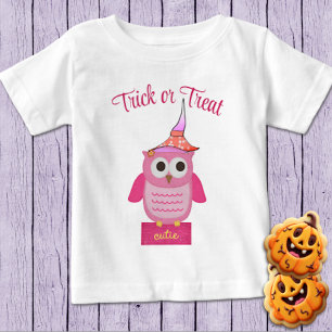 Pour Bébé T-shirt Chouette d'Halloween rose