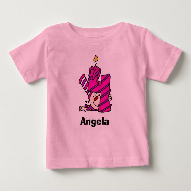 Pour Bébé T-shirt Clown rose troisième anniversaire (Devant)