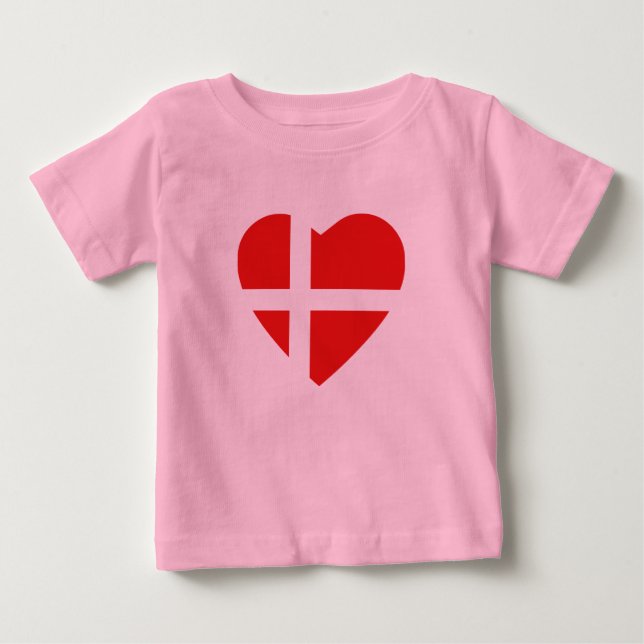 Pour Bébé T-shirt Coeur Drapeau Danemark (Devant)