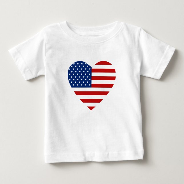 Pour Bébé T-shirt Coeur du drapeau américain (Devant)
