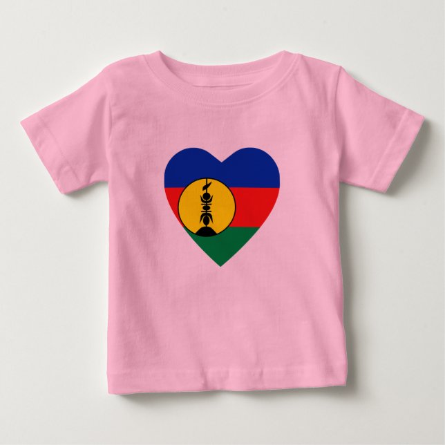 Pour Bébé T-shirt Coeur du drapeau de la Nouvelle-Calédonie (Devant)