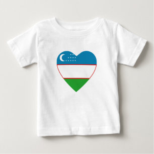 Pour Bébé T-shirt Coeur du drapeau d'Ouzbékistan