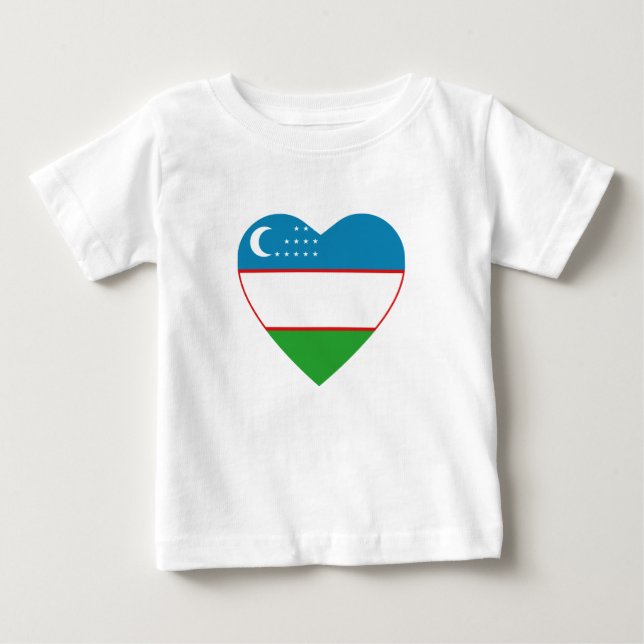 Pour Bébé T-shirt Coeur du drapeau d'Ouzbékistan (Devant)