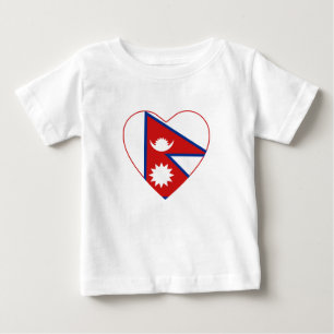 Pour Bébé T-shirt Coeur du drapeau du Népal