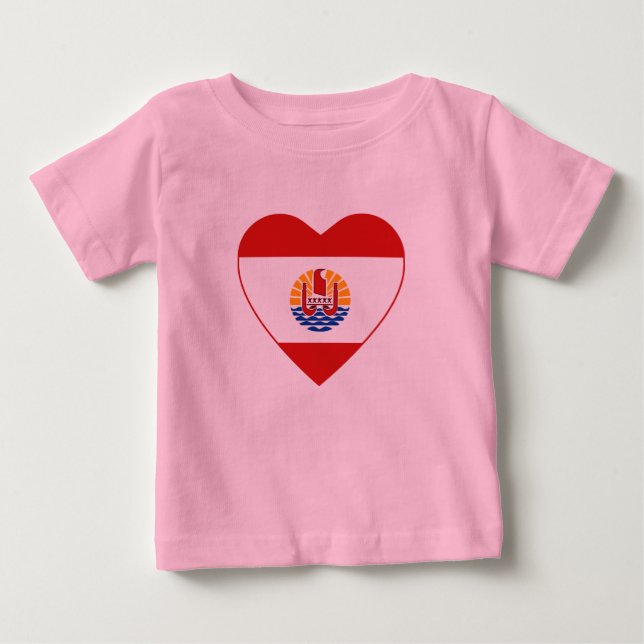 Pour Bébé T-shirt Coeur du pavillon de la Polynésie français (Devant)