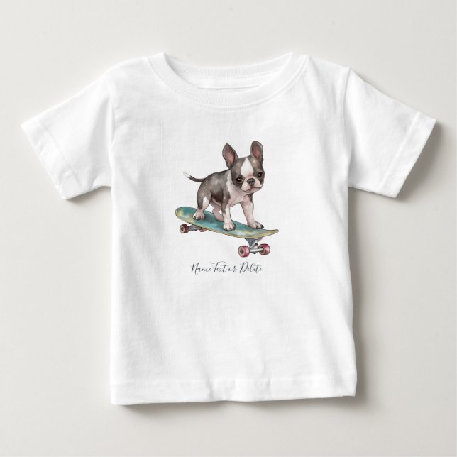 Pour Bébé T-Shirt Colore À L'eau Boston Terrier (Devant)