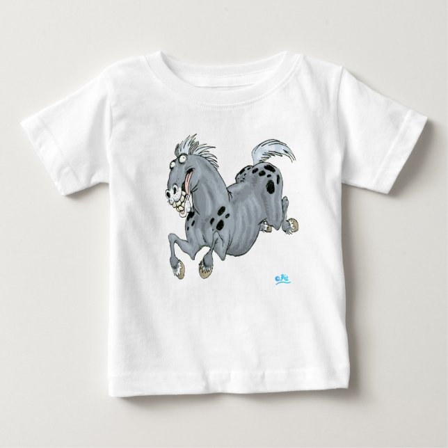 Pour Bébé T-shirt Crazy Cartoon Horse Baby (Devant)