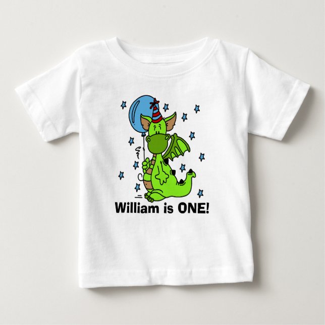 Pour Bébé T-shirt customisé d'anniversaire de dragon (Devant)