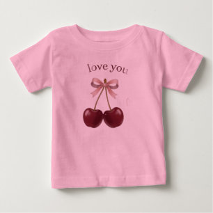 Pour Bébé T-shirt Cute Pink Cherry Love You – Douce Noeud &