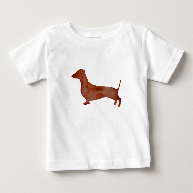 Pour Bébé T-shirt Dachshund Brown Chien Baby Fine Jersey, (Devant)