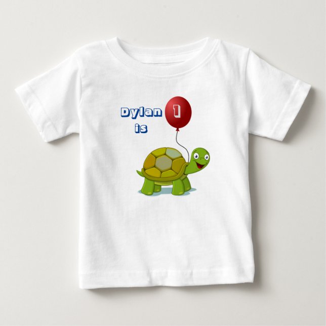 Pour Bébé T-shirt d'anniversaire de ballons rouges et tortue (Devant)