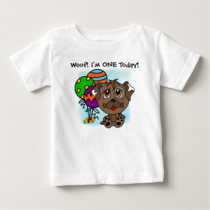 Pour Bébé T-shirt d'anniversaire de Chien Chien Brown custom