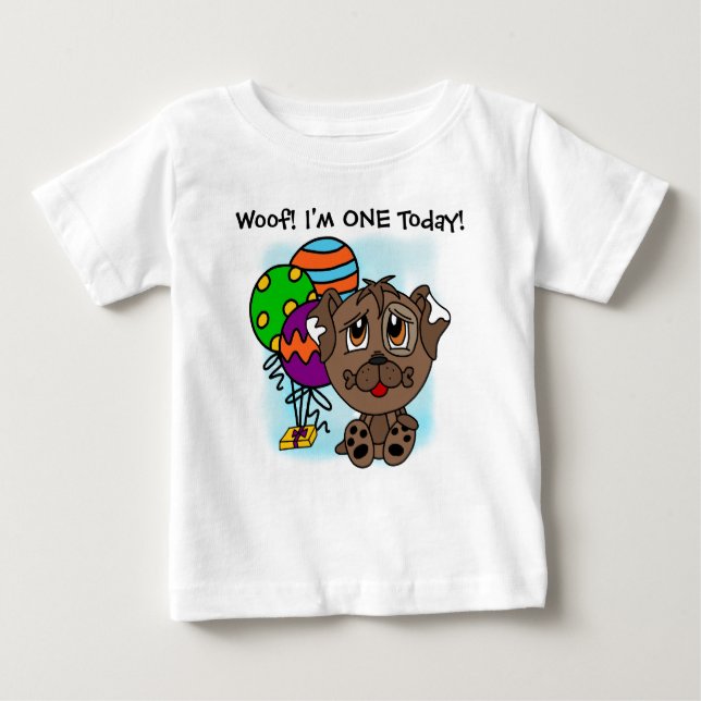 Pour Bébé T-shirt d'anniversaire de Chien Chien Brown custom (Devant)