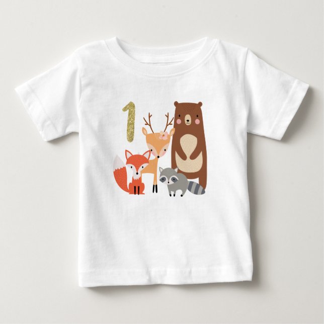 Pour Bébé T-shirt d'anniversaire de la région boisée des (Devant)
