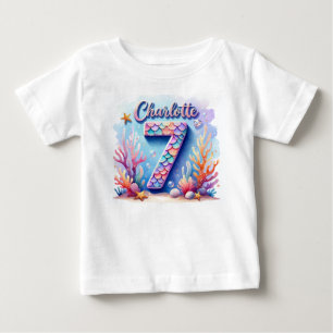 Pour Bébé T-shirt d'anniversaire de la sirène - Nom et âge p