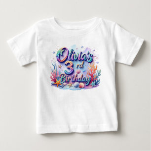 Pour Bébé T-shirt d'anniversaire de la sirène - Nom et âge p
