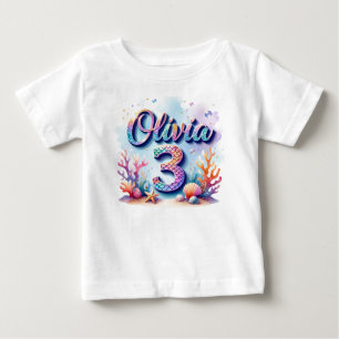Pour Bébé T-shirt d'anniversaire de la sirène - Nom et âge p