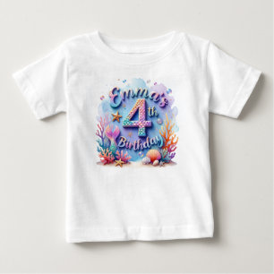 Pour Bébé T-shirt d'anniversaire de la sirène - Nom et âge p