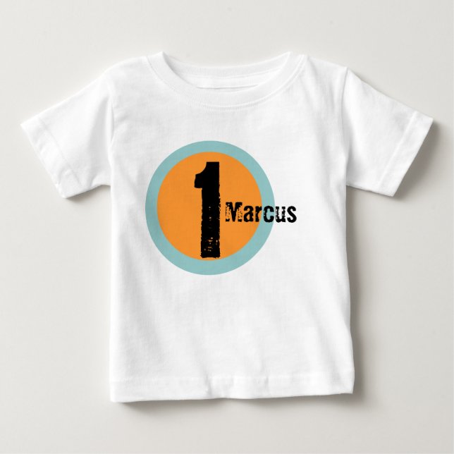 Pour Bébé T-shirt d'anniversaire de nom et d'âge de cercle (Devant)