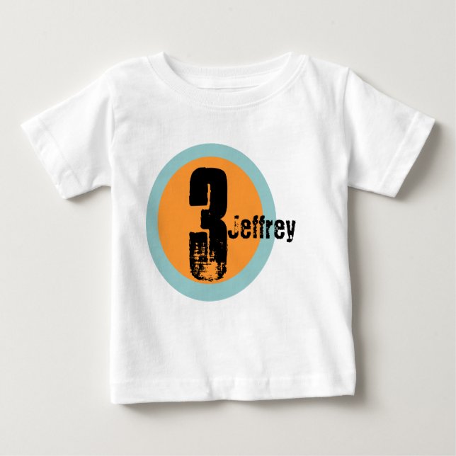 Pour Bébé T-shirt d'anniversaire de nom et d'âge de cercle (Devant)