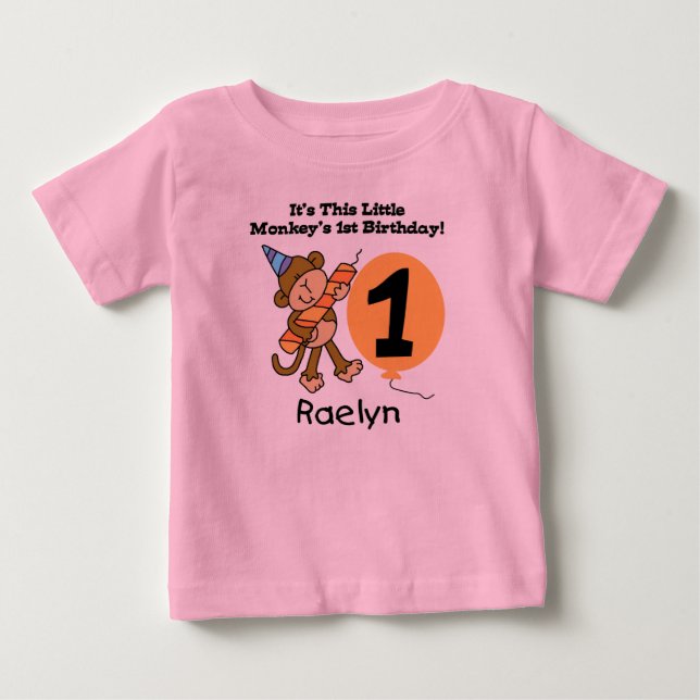 Pour Bébé T-shirt d'anniversaire de petit singe de Raelyn (Devant)