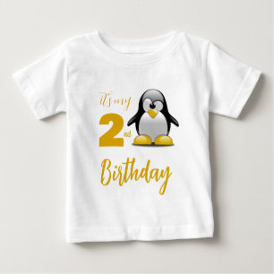 Pour Bébé T-shirt d'anniversaire de pingouin personnalisé
