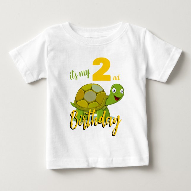 Pour Bébé T-shirt d'anniversaire de tortue personnalisée (Devant)